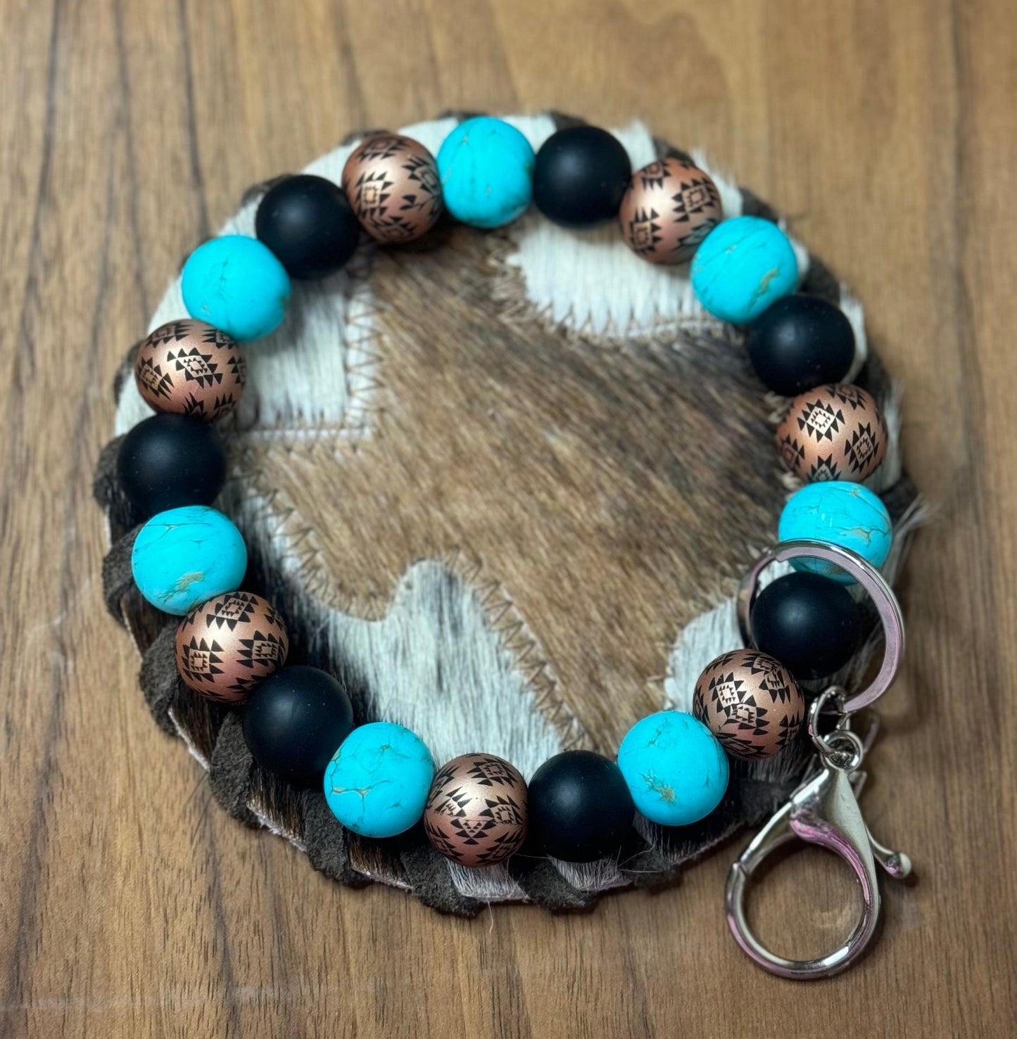 Rose gold Aztec keychain