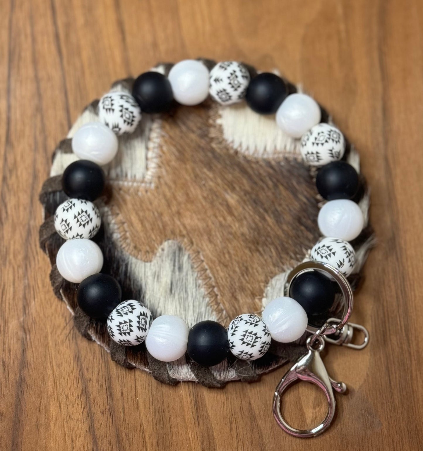 Black&White Aztec keychain