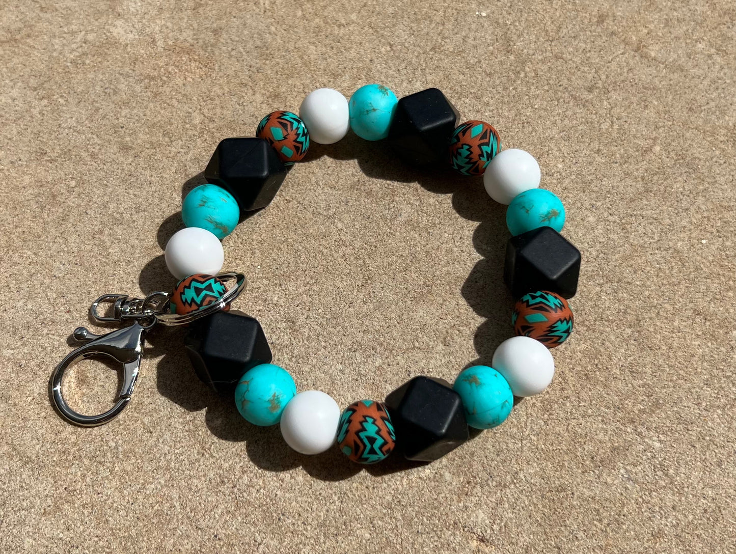 Turquoise Aztec wristlet