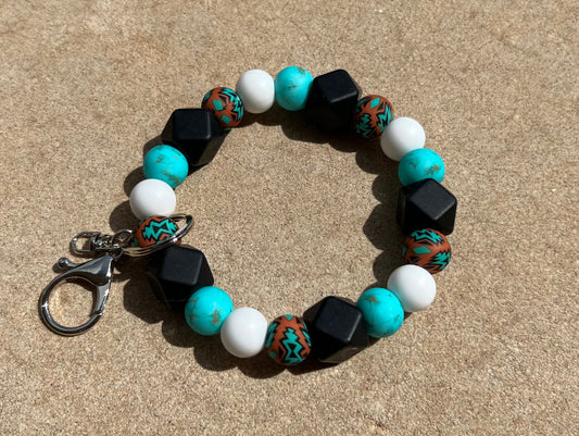 Turquoise Aztec wristlet